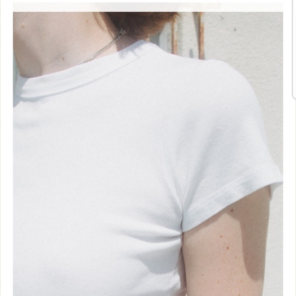 Brandy Melville Hailie Tee Shirt White Cotton - Picture 4 of 8